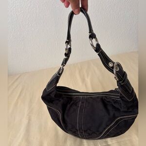 Coach Black Shoulder Bag with Silver Accents